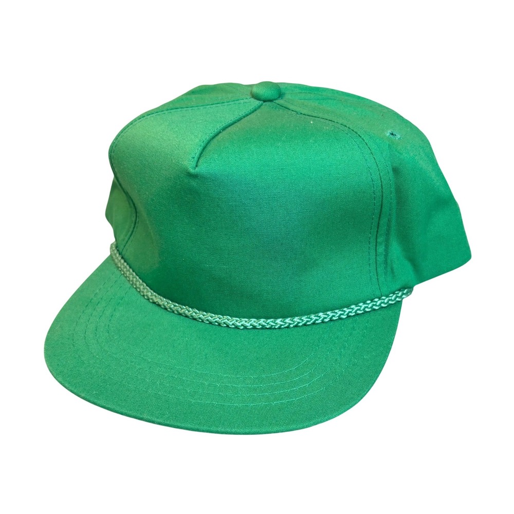 Vintage 80s Yupoong blank rope snapback hat green